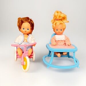 Mattel Barbie Heart Family Baby Toddler Twins Boy Girl Dolls With Chair And bike